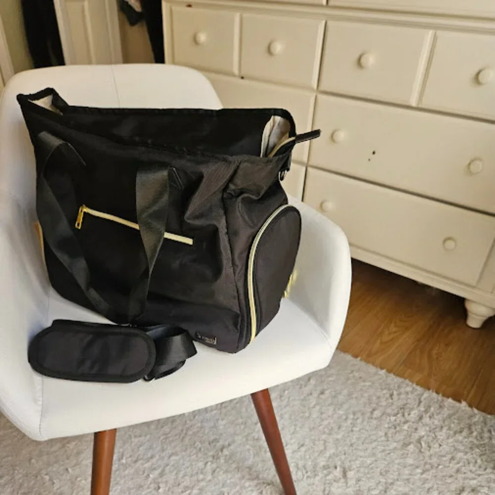 Teamoy Women's Diaper Bag Black Large Zip Removable Strap